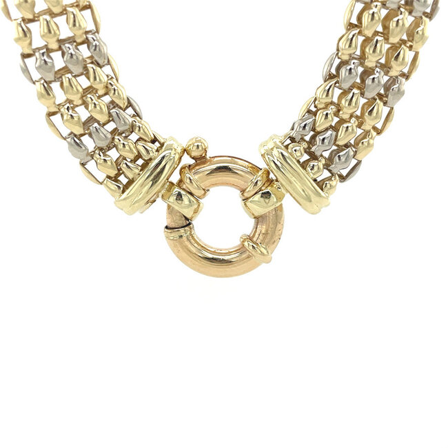 Gouden choker bicolour 45 cm 14 karaat