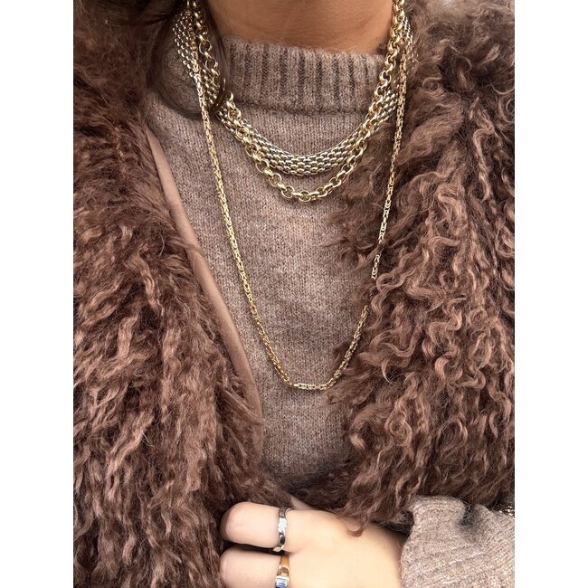 Gouden choker bicolour 45 cm 14 karaat