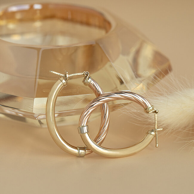 Tricolor goldene Ohrringe 14 Karat