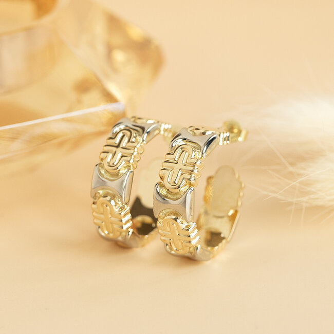 Goldene Ohrstecker bicolor 14 Karat