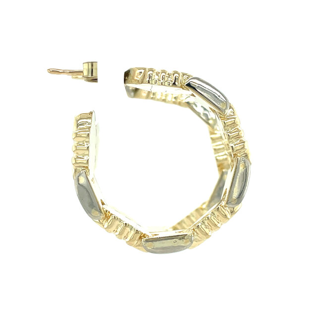 Gouden oorstekers bicolour 14 karaat