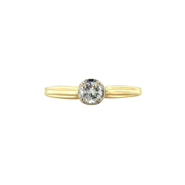 Golden solitaire ring with diamond 14 karat