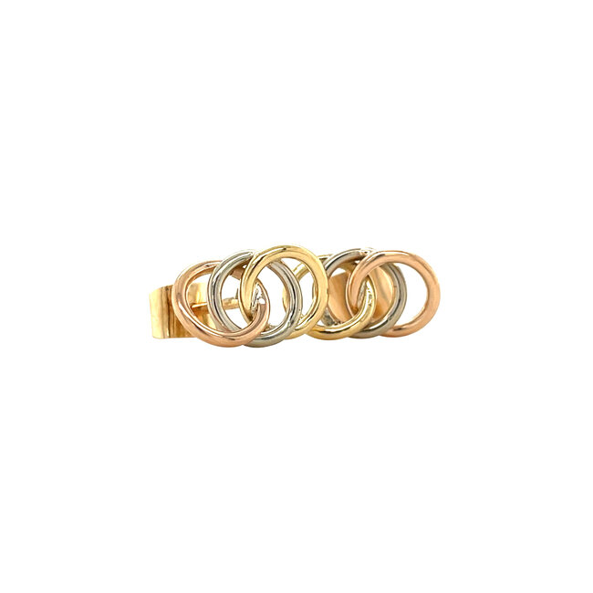 Tricolour gold stud earrings 14 karat