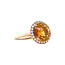 Gold entourage ring with citrine and diamond 18 karat