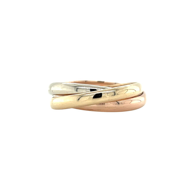 Tricolour gold ring 14 karat