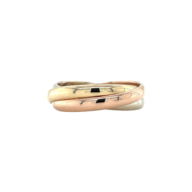 Tricolour gold ring 14 karat