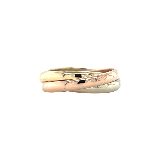 Tricolour gouden ring 14 karaat