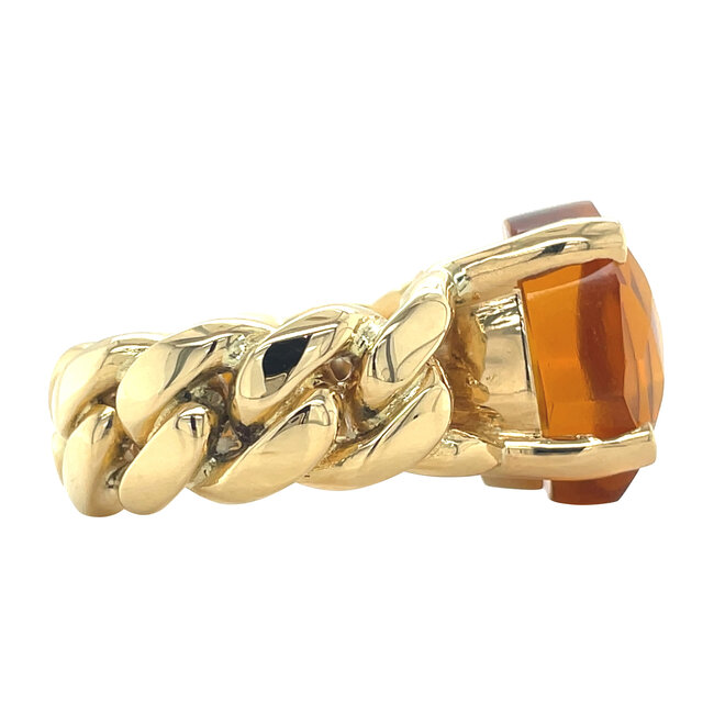 Gold ring with orange gemstone 18 karat