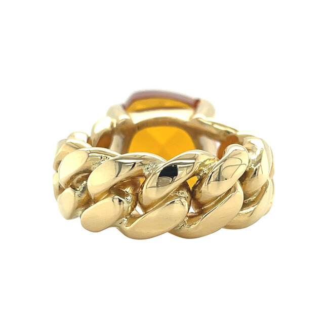 Gouden ring met oranje kleursteen 18 karaat