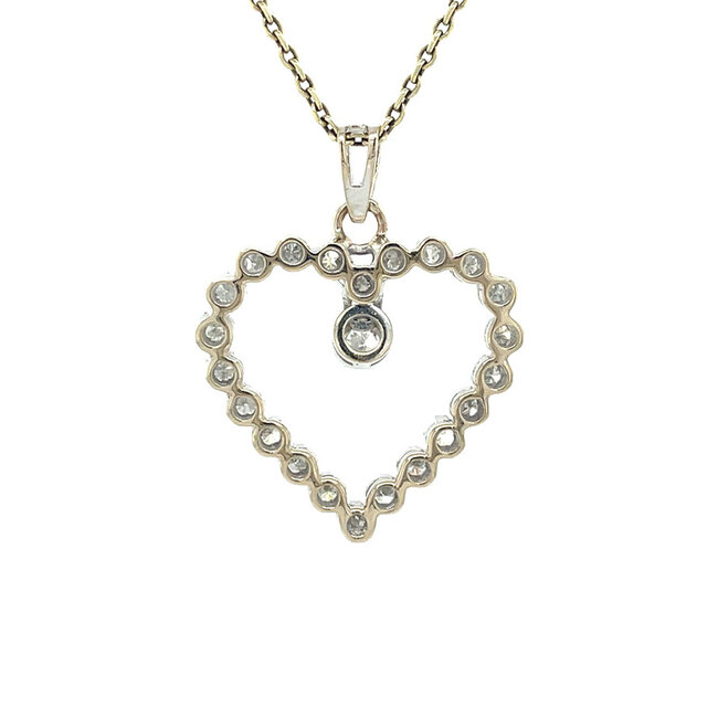 Witgouden hart hanger met diamant 18 karaat