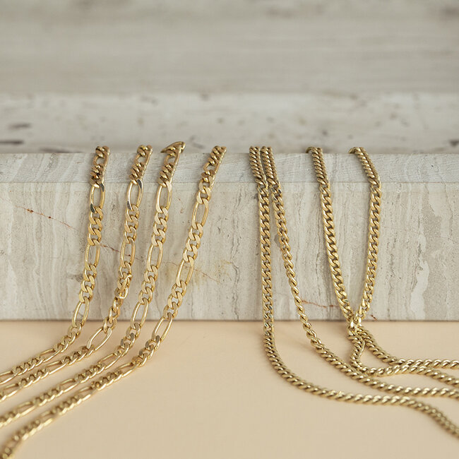 Gouden lengtecollier gourmet 39 cm 14 karaat