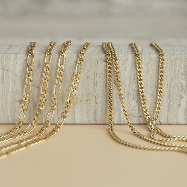Goldene Figaro-Kette 45,5 cm 14 Karat