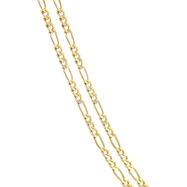 Gouden figaro collier 45.5 cm 14 karaat