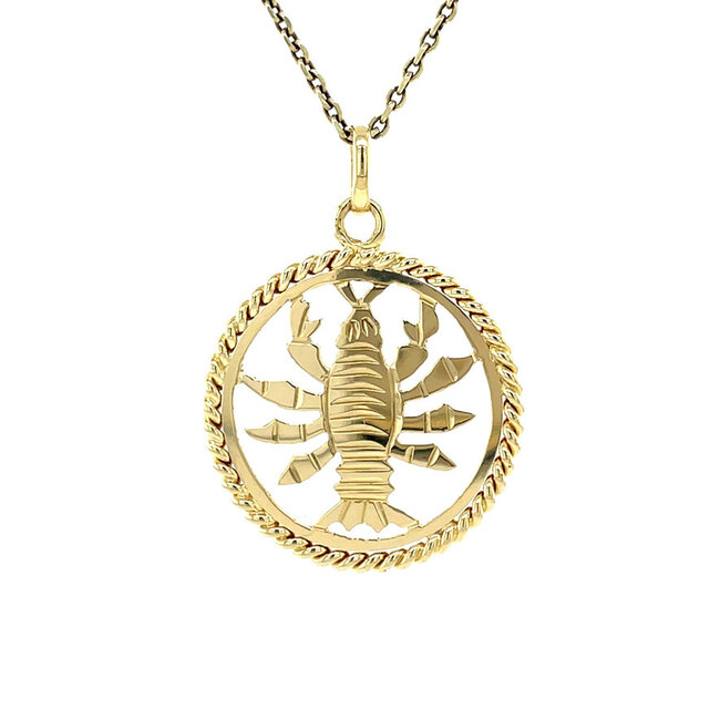 Gold pendant zodiac sign Cancer 14 karat