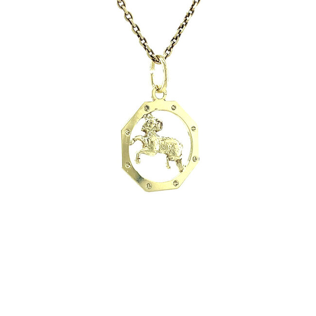 Gold pendant zodiac sign Aries 14 karat