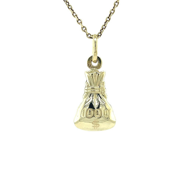 Gold pendant money pouch 14 karat