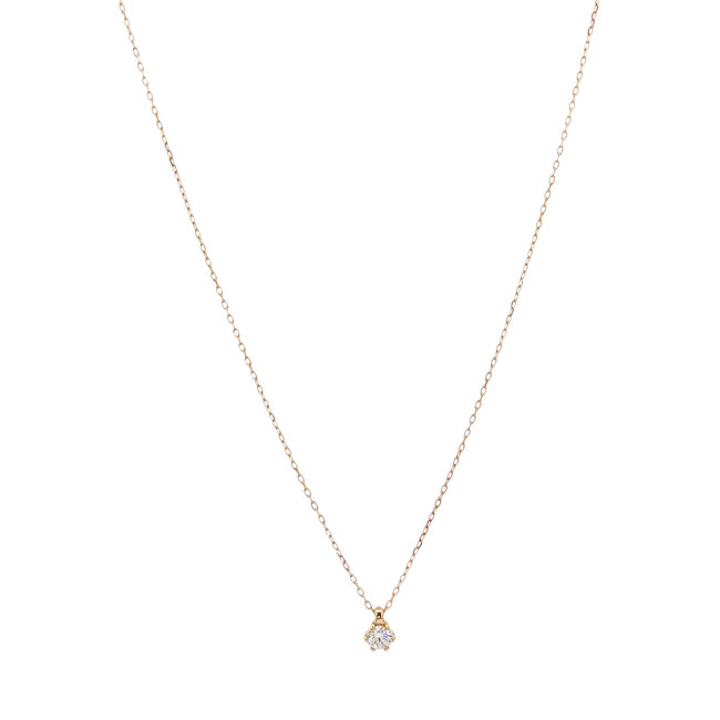 Gouden solitair collier met diamant 14 krt