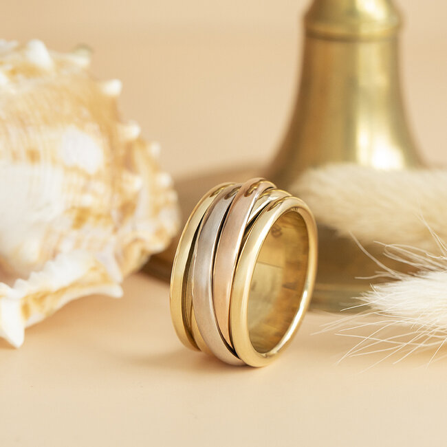 Tricolour gouden ring 18 karaat