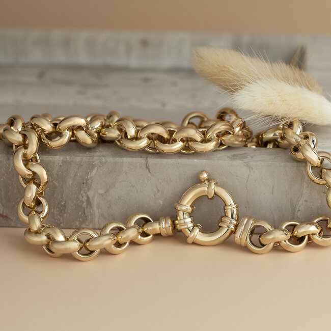 Gouden jasseron collier 50 cm 14 karaat