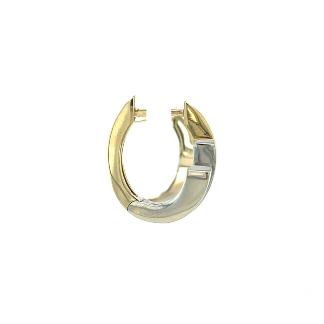 Gold hinged hoop earrings bicolour 14 karat