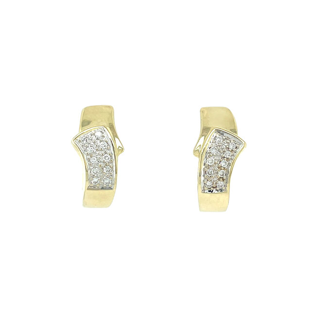 Gouden klapcreolen met diamant 14 karaat