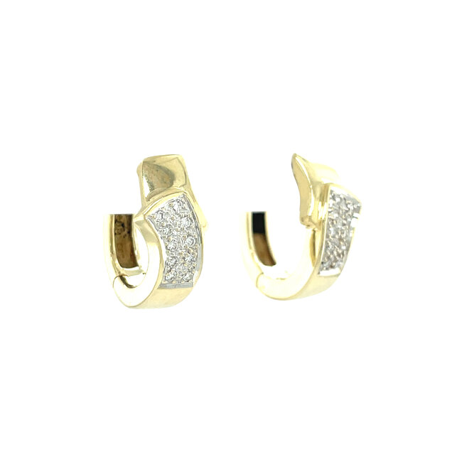 Gold hinged hoop earrings with diamond 14 karat