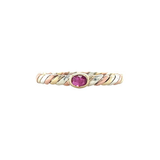 Tricolour ring with ruby