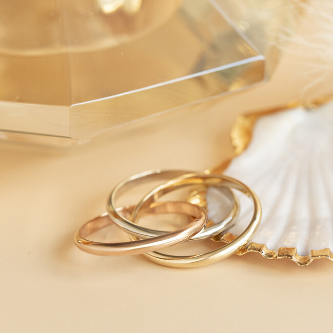 Dreifarbiger Goldring 14 Karat