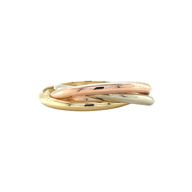 Tricolour gouden ring 14 karaat