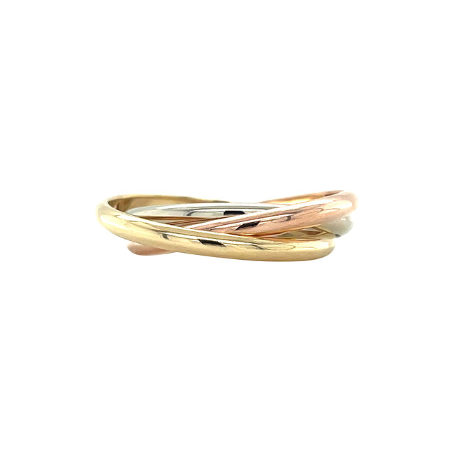 Tricolour gouden ring 14 karaat