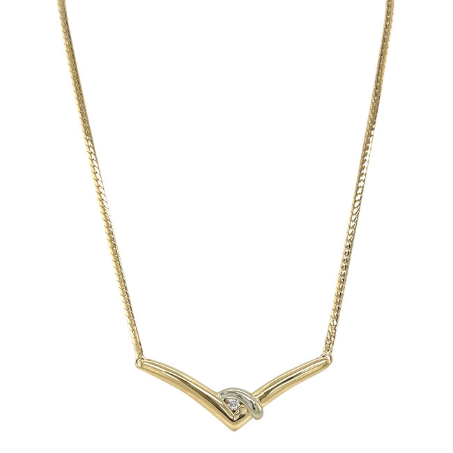 Gouden choker met diamant 43 cm 14 karat
