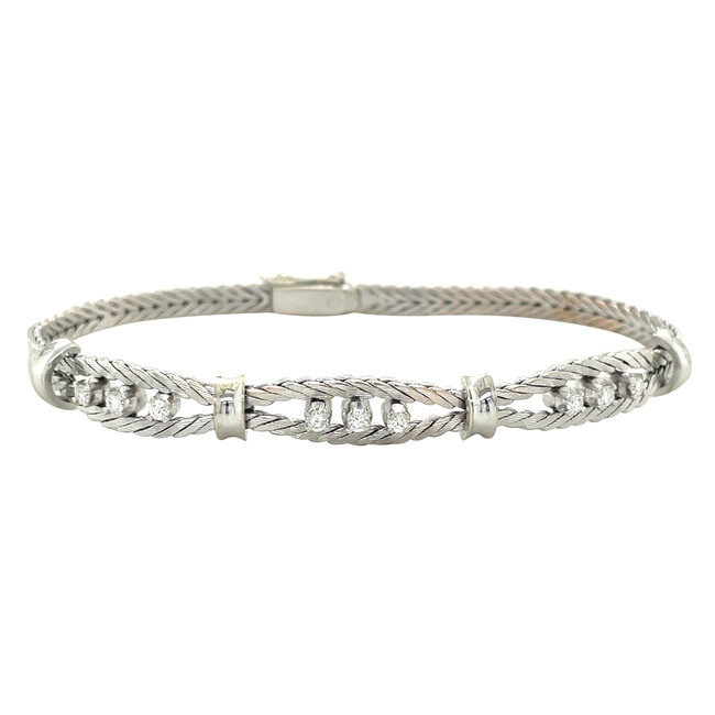 White gold bracelet with diamond 18.5 cm 14 karat