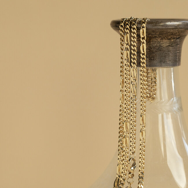 Gold fantasy necklace 61 cm 14 karat