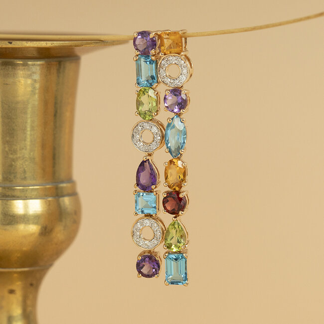 Gouden edelstenen hanger 14 karaat