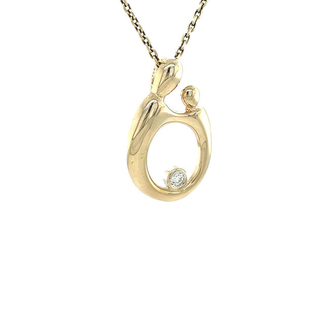 Goldener Anhänger Mutter/Kind mit Diamant 14 Karat