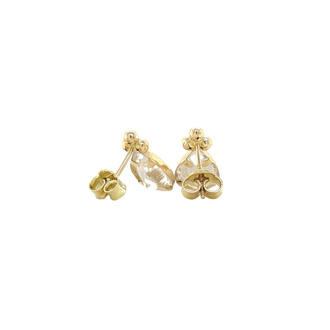 Gold stud earrings with zirconia 14 karat