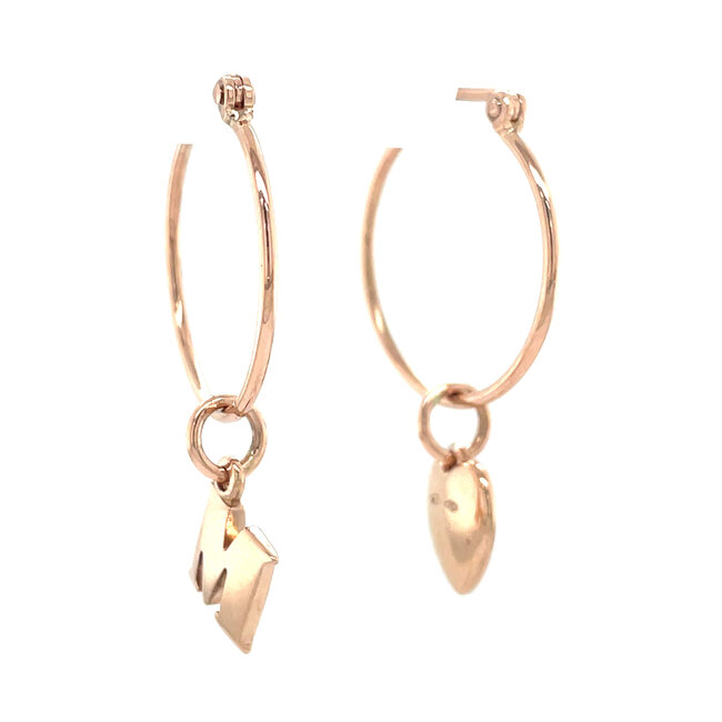 Rose oorringen met hanger 9 karaat