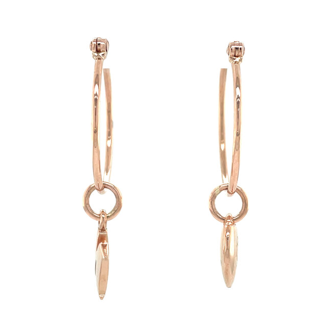 Rose oorringen met hanger 9 karaat