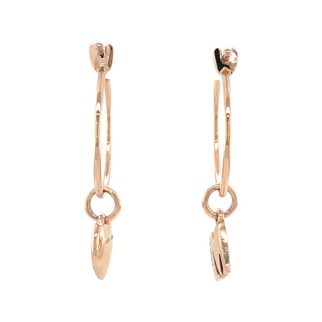 Rose oorringen met hanger 9 karaat
