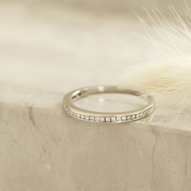 Witgouden alliance ring met diamant 14 karaat