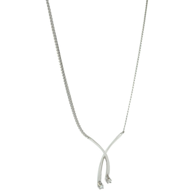 Weißgoldener Choker mit Diamant 42,5 cm 14 Karat