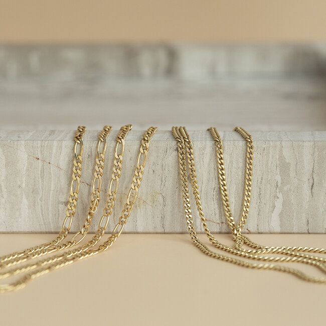 Gold length necklace gourmet 46 cm 14 karat