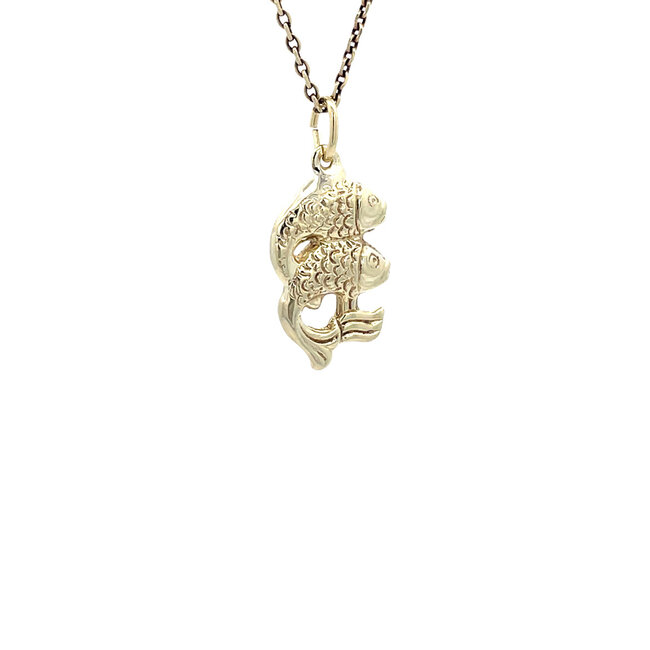 Gold zodiac pendant Pisces 14 karat