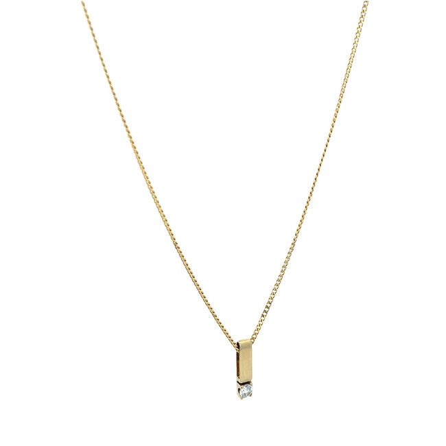 Goldenes Collier mit Zirkonia-Anhänger 45 cm 14 Karat