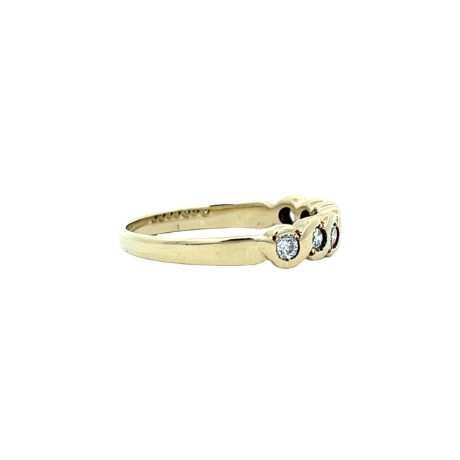 Gold row ring with diamond 14 karat