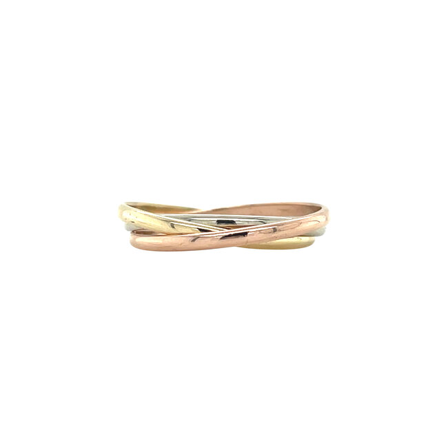 Tricolor goldener Trinity-Ring 14 Karat