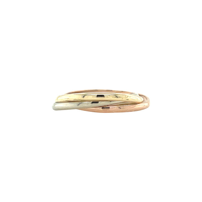 Tricolour gouden trinity ring 14 karaat