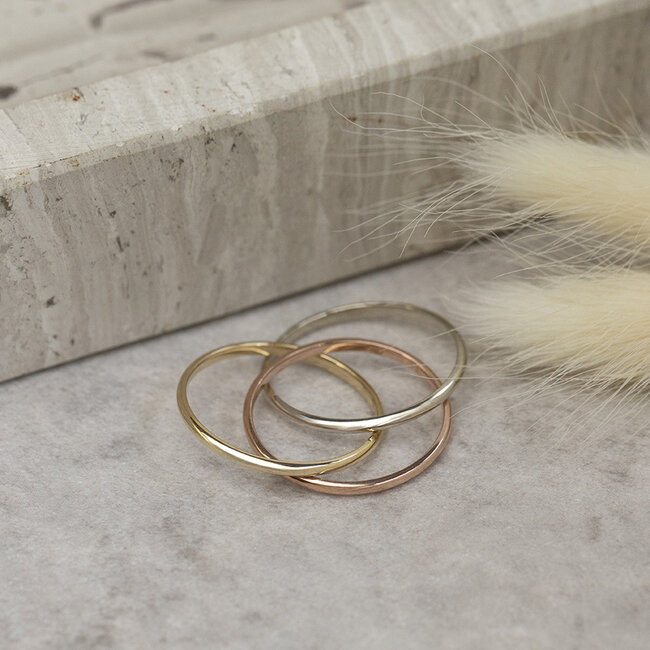 Tricolour gouden trinity ring 14 karaat