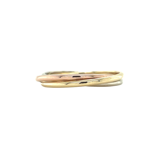 Tricolour gold trinity ring 14 karat