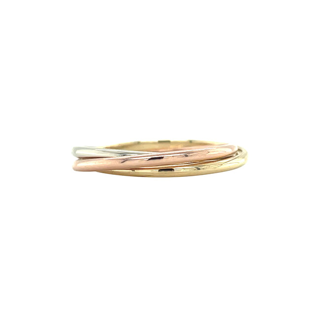Tricolor goldener Trinity-Ring 14 Karat